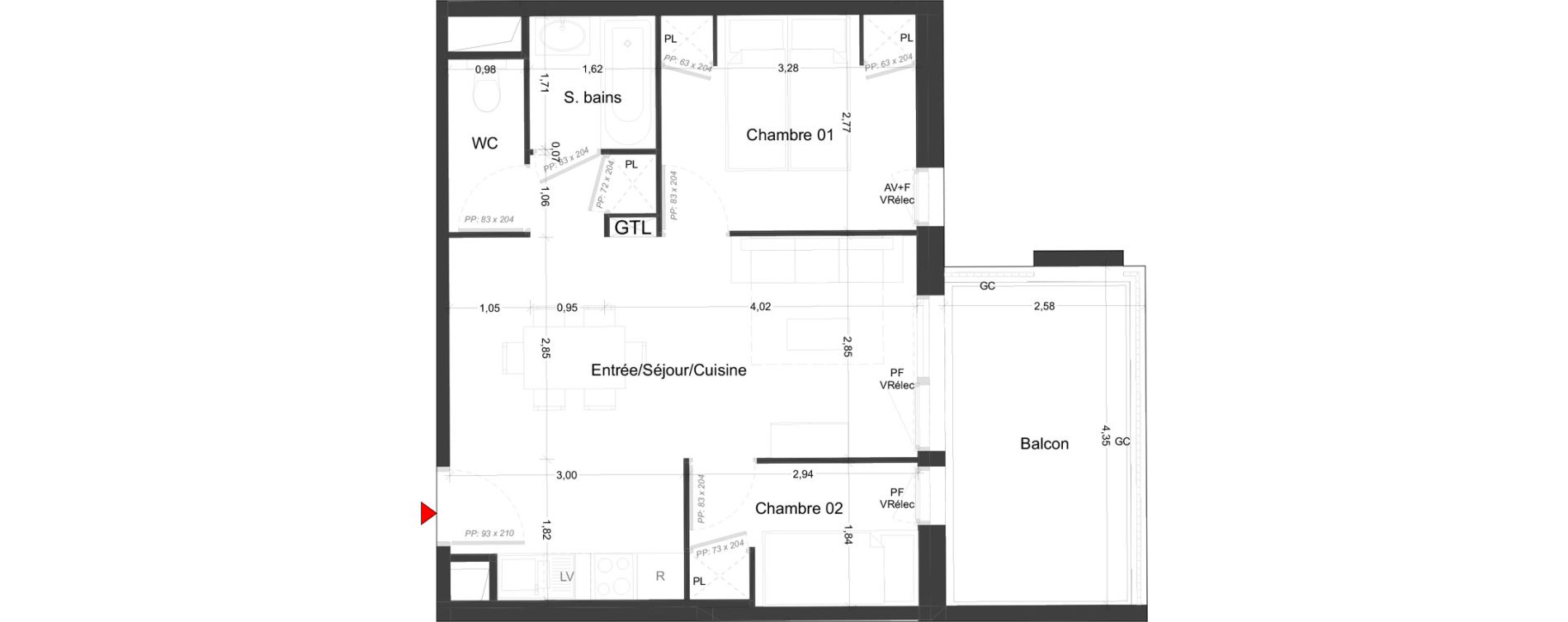 Appartement T2 meubl&eacute; de 42,50 m2 &agrave; Royan Parc maisonfort
