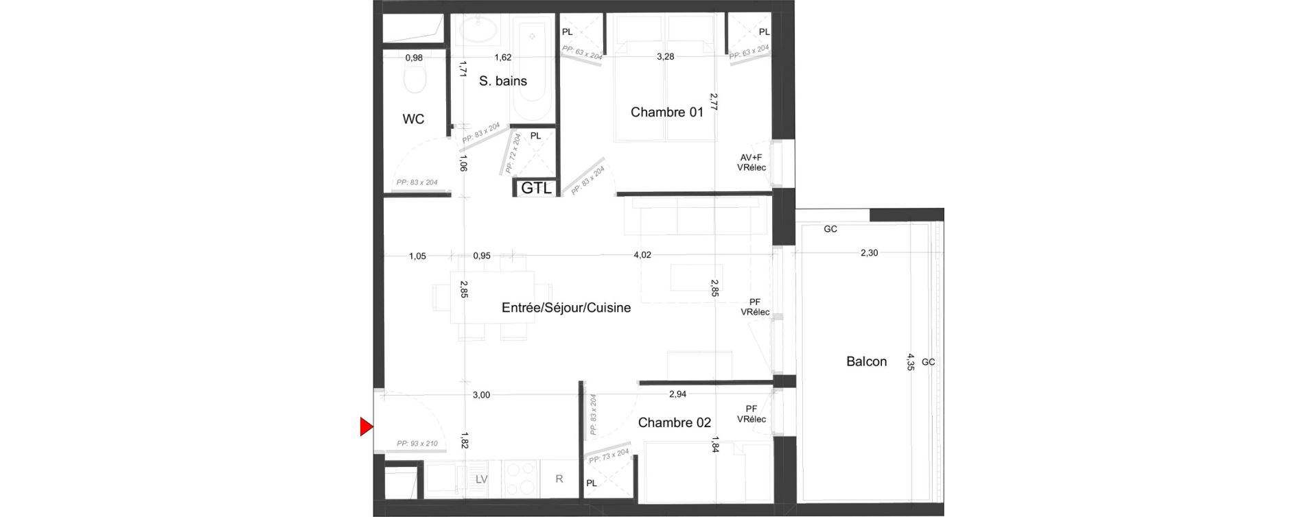 Appartement T2 meubl&eacute; de 42,55 m2 &agrave; Royan Parc maisonfort