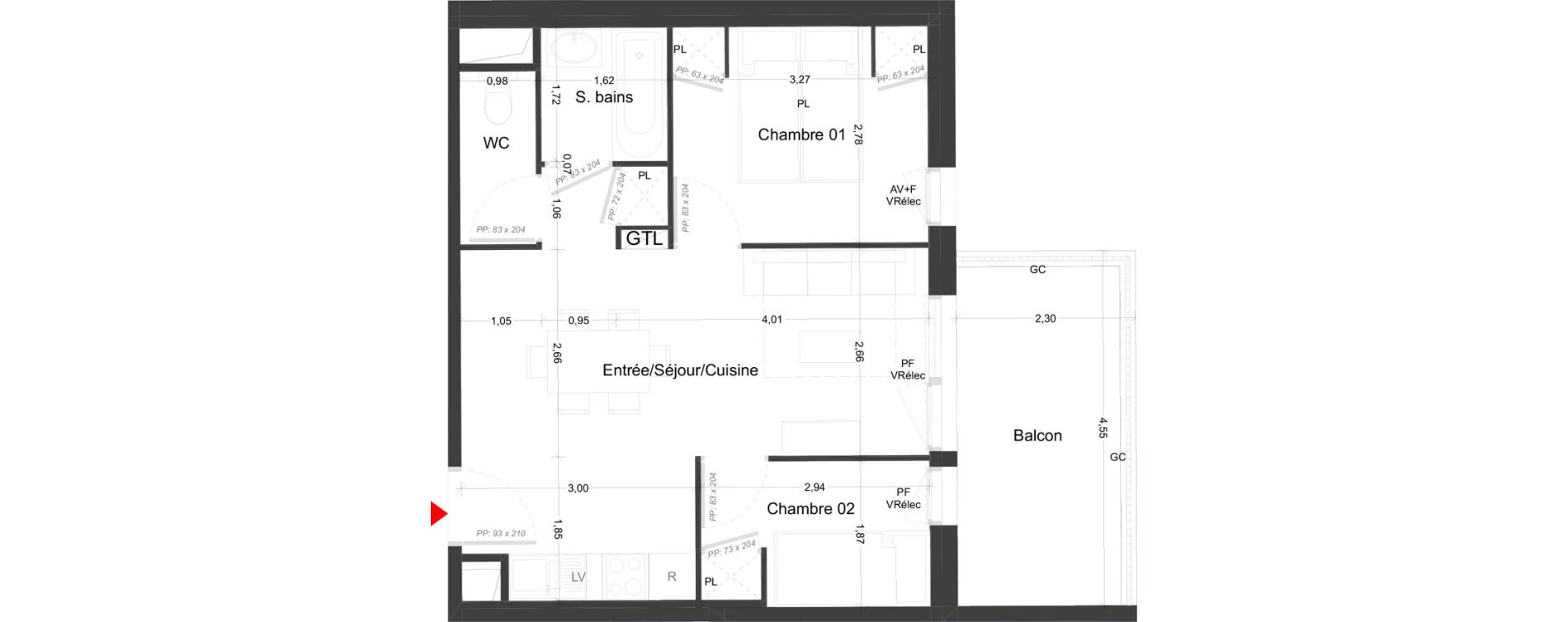 Appartement T2 meubl&eacute; de 40,20 m2 &agrave; Royan Parc maisonfort