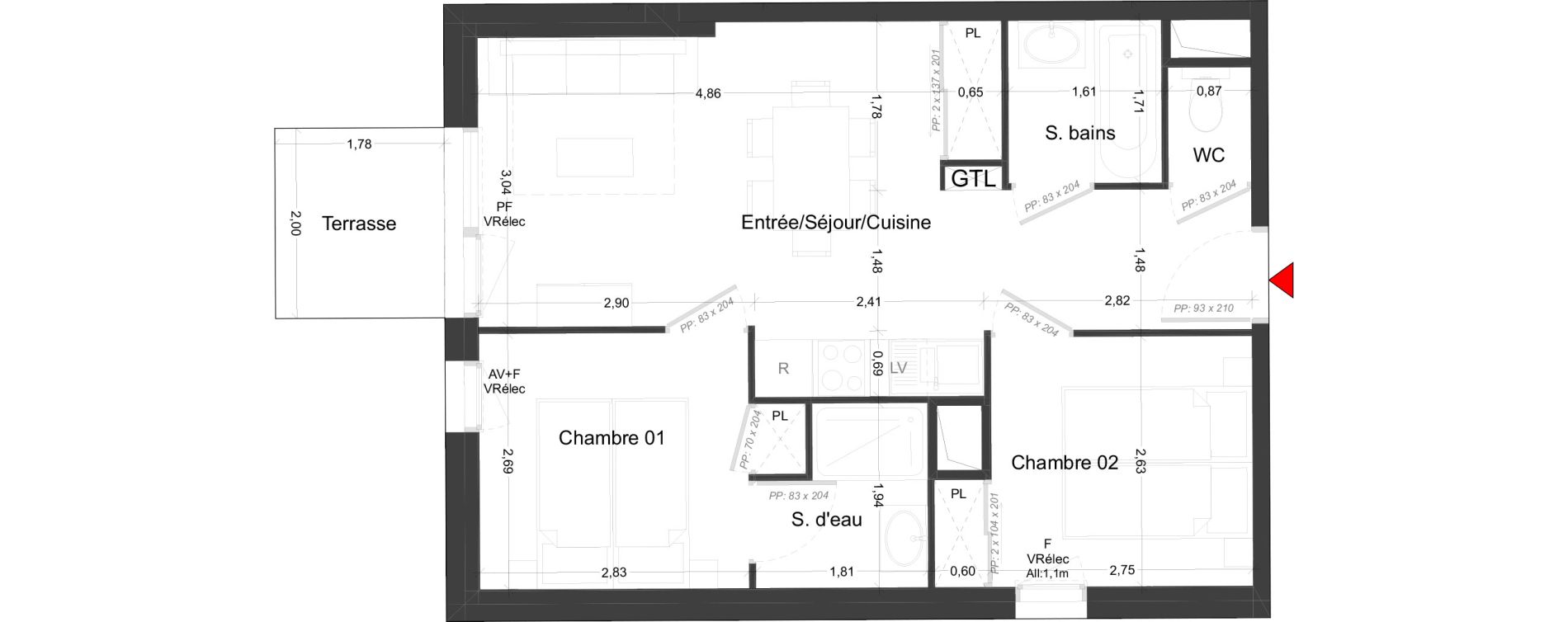 Appartement T3 de 44,90 m2 &agrave; Royan Parc maisonfort