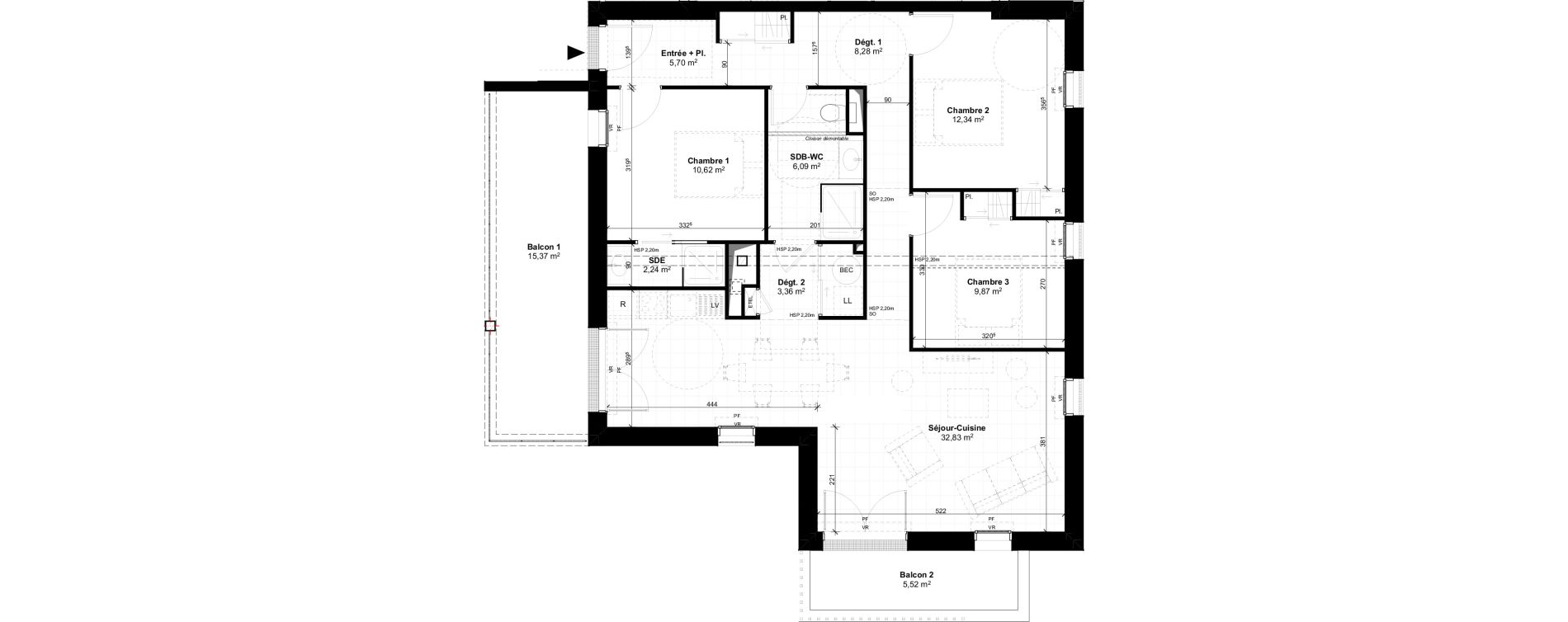 Appartement T4 de 91,33 m2 &agrave; Saint-Georges-De-Didonne Centre