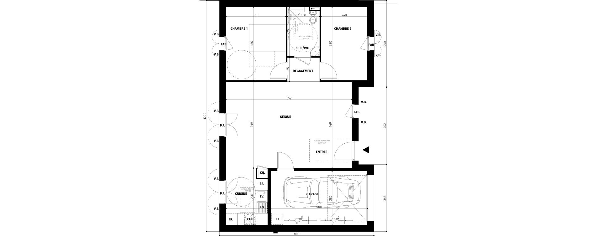 Maison T3 de 62,73 m2 &agrave; Saint-Georges-D'Ol&eacute;ron Centre