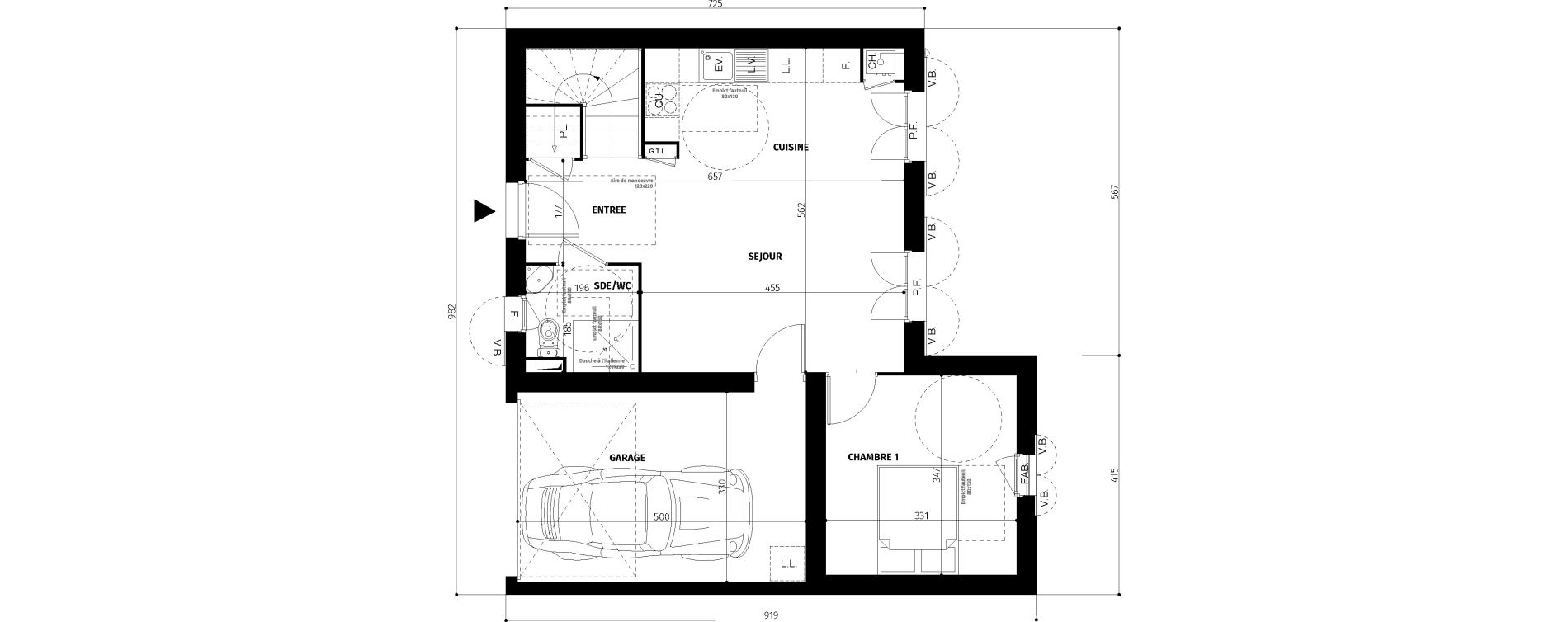 Maison T4 de 77,10 m2 &agrave; Saint-Georges-D'Ol&eacute;ron Centre