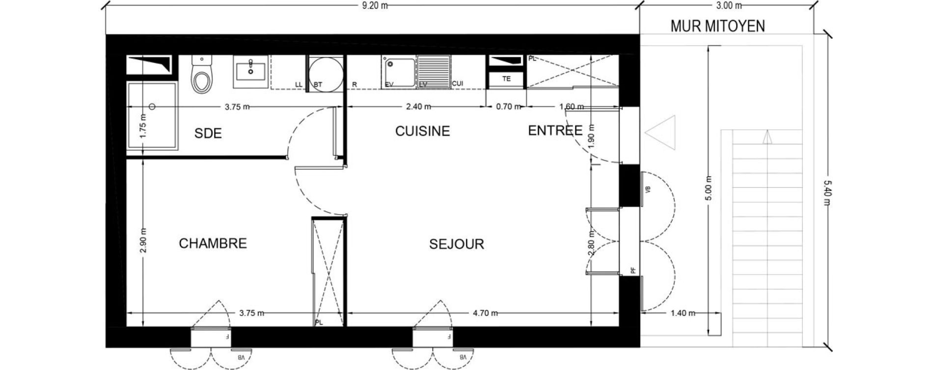 Maison T2 de 39,10 m2 &agrave; Saint-Georges-D'Ol&eacute;ron Centre
