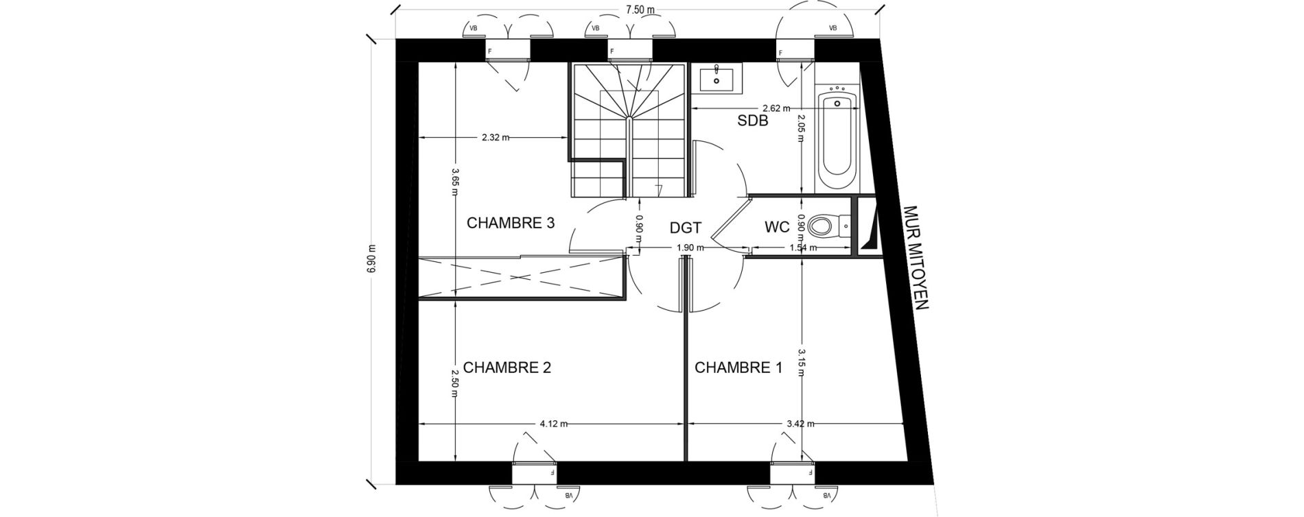 Maison T4 de 81,32 m2 &agrave; Saint-Georges-D'Ol&eacute;ron Centre