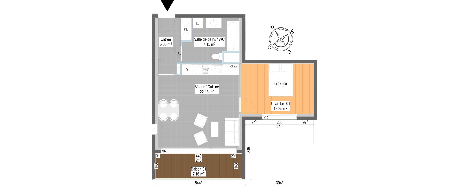 Appartement T2 de 46,63 m2 &agrave; Saint-Palais-Sur-Mer Centre