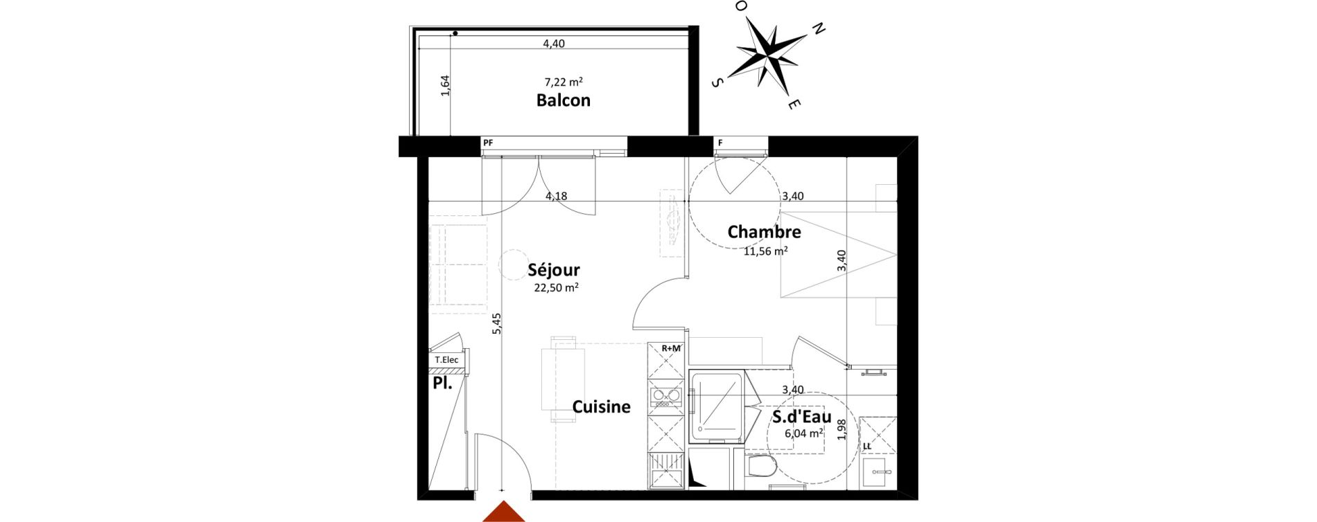 Appartement T2 de 40,10 m2 &agrave; Saint-Palais-Sur-Mer Centre