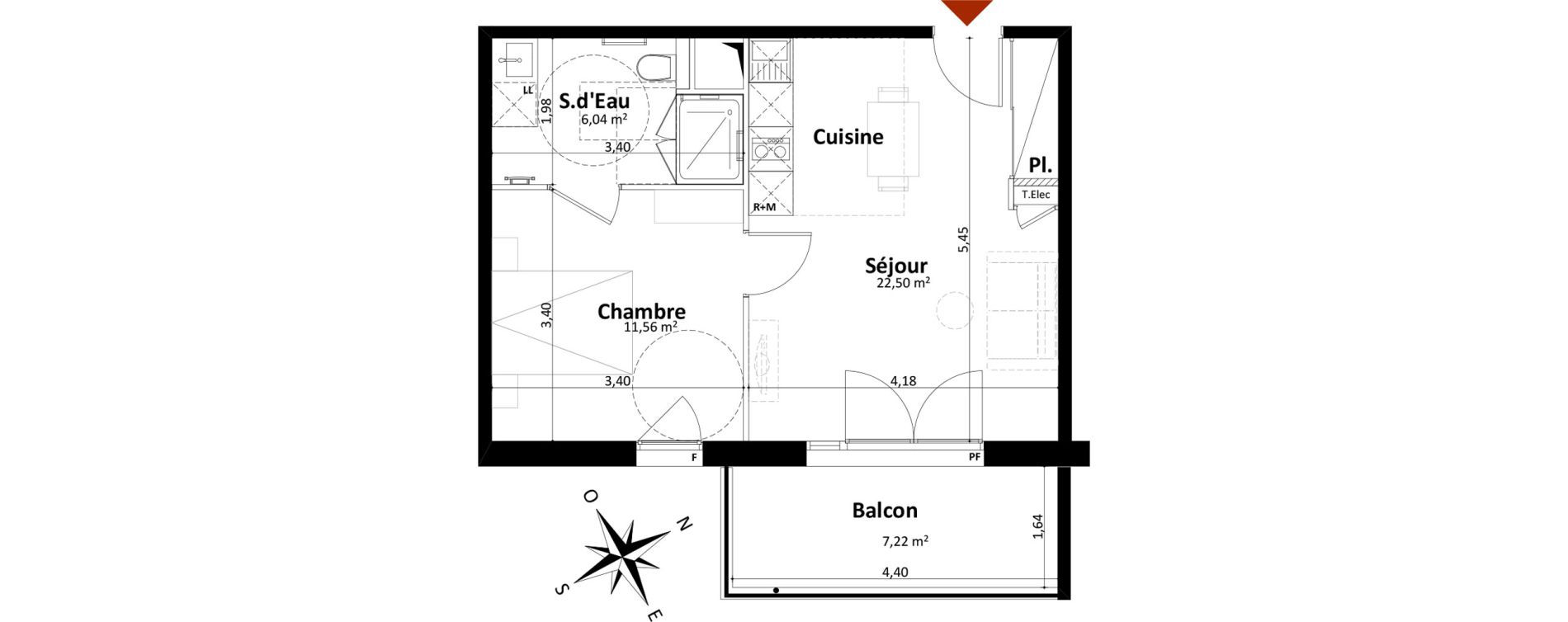 Appartement T2 de 40,10 m2 &agrave; Saint-Palais-Sur-Mer Centre