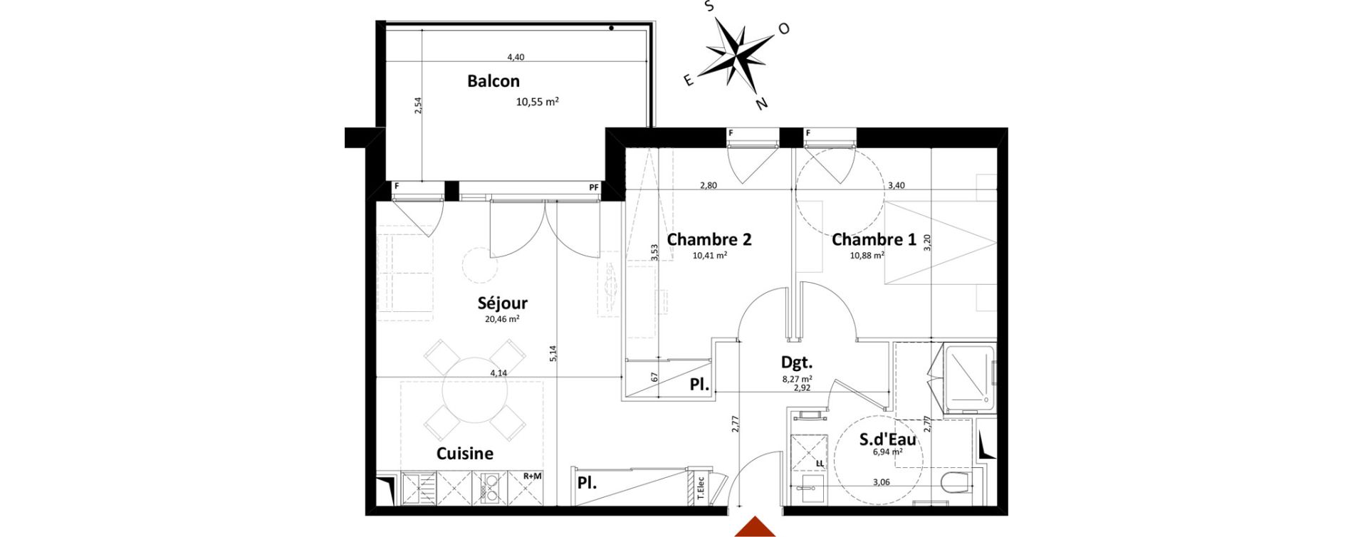 Appartement T3 de 56,96 m2 &agrave; Saint-Palais-Sur-Mer Centre