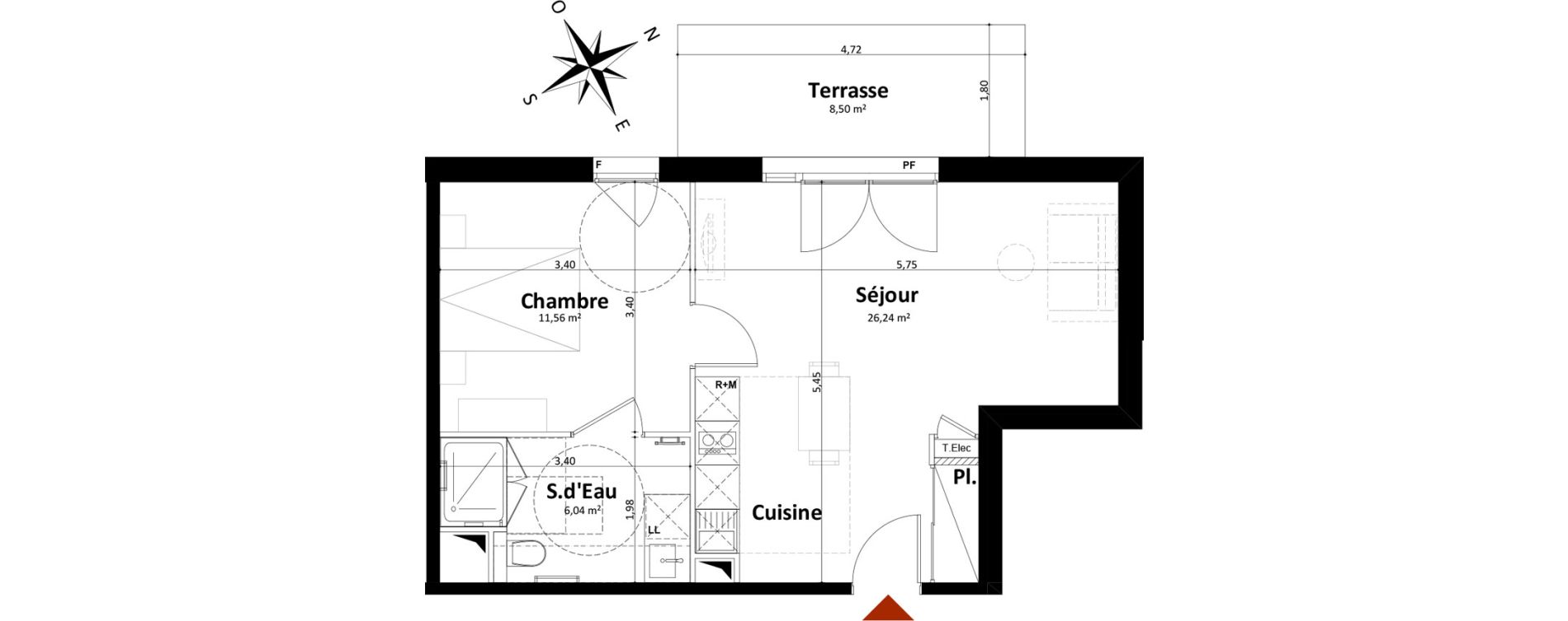 Appartement T2 de 43,84 m2 &agrave; Saint-Palais-Sur-Mer Centre
