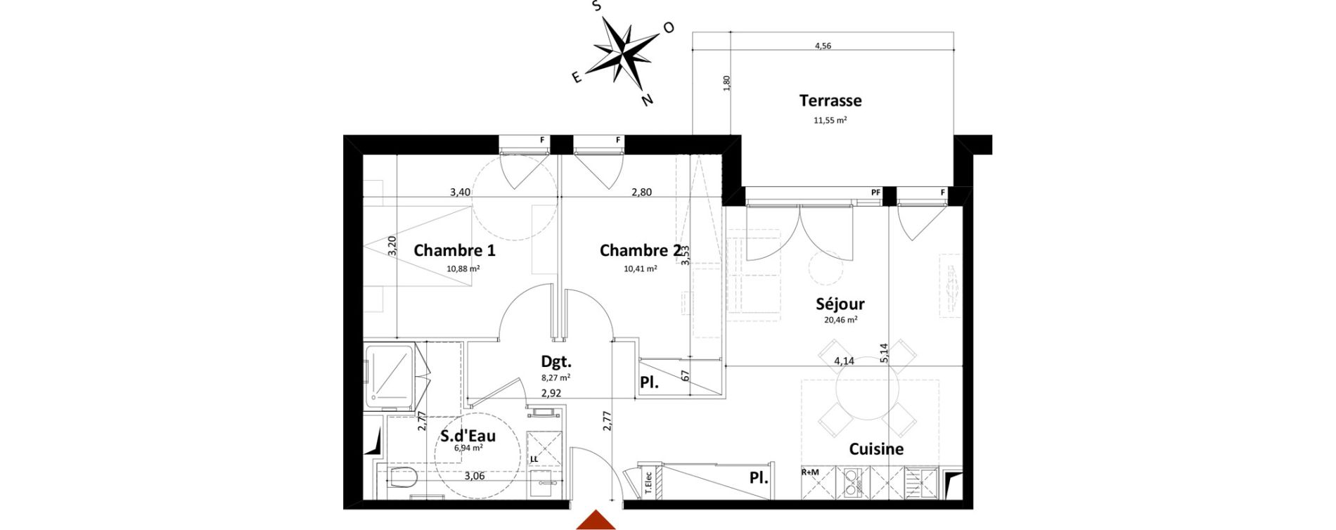 Appartement T3 de 56,96 m2 &agrave; Saint-Palais-Sur-Mer Centre