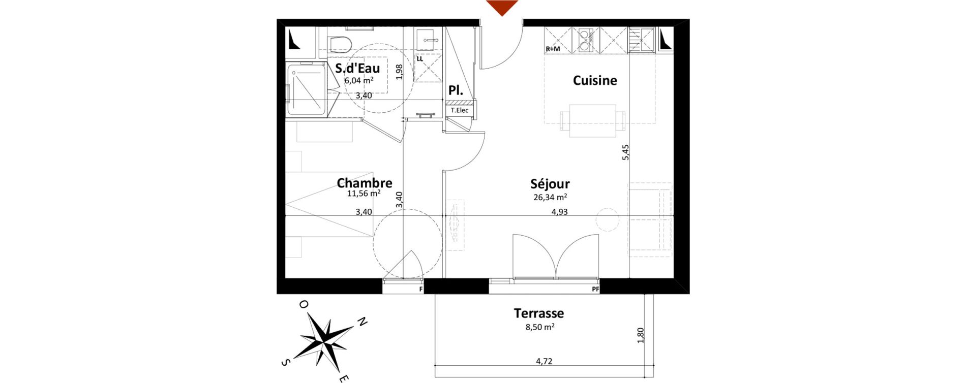 Appartement T2 de 43,94 m2 &agrave; Saint-Palais-Sur-Mer Centre