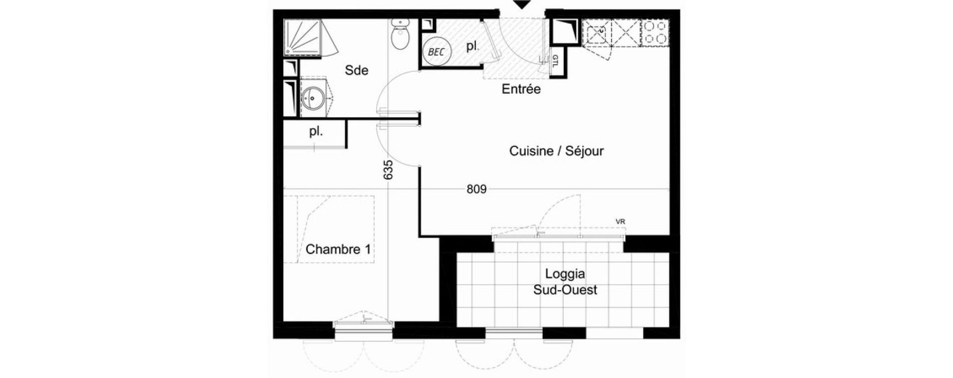 Appartement T2 de 40,92 m2 &agrave; Saint-Pierre-D'Ol&eacute;ron Centre