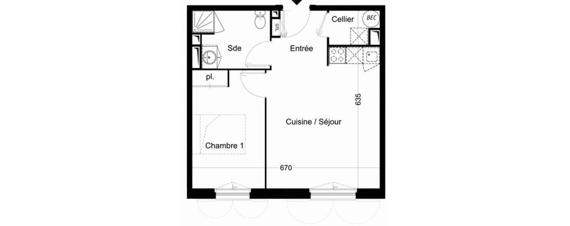 Appartement T2 de 40,78 m2 &agrave; Saint-Pierre-D'Ol&eacute;ron Centre