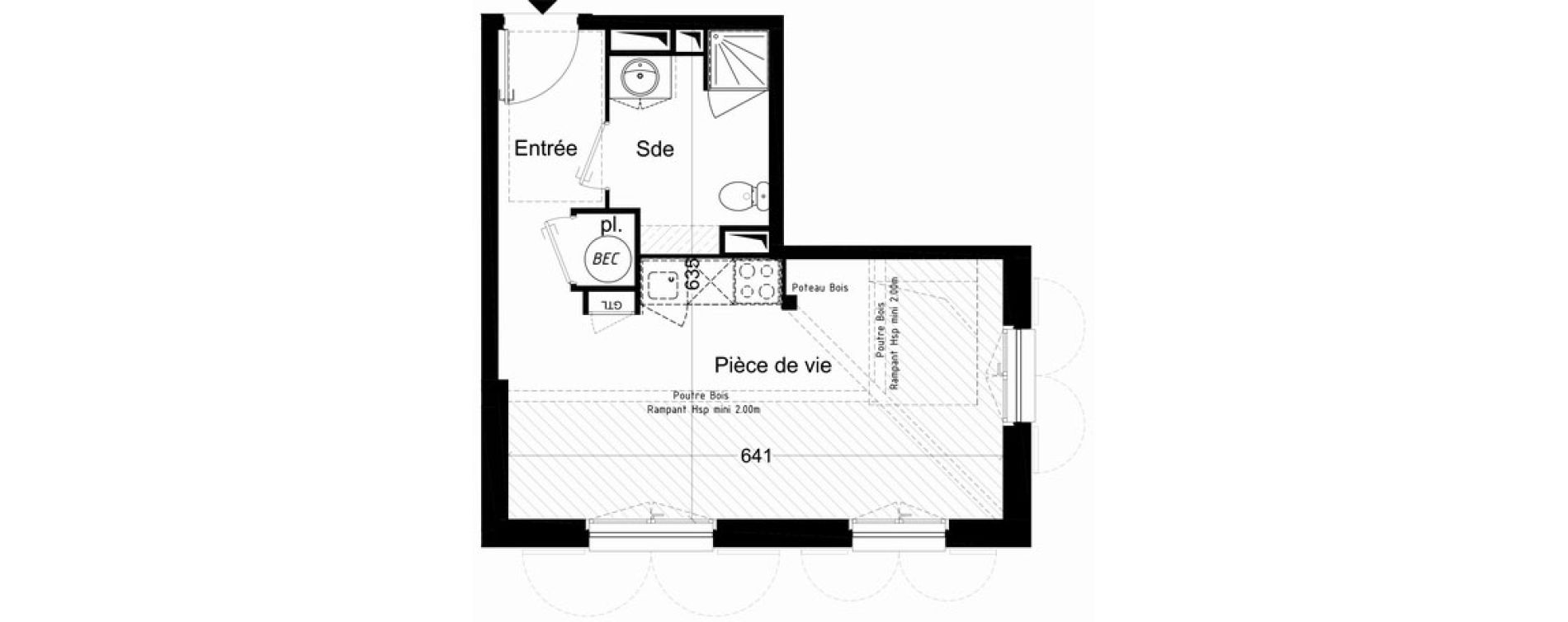 Appartement T2 de 30,97 m2 &agrave; Saint-Pierre-D'Ol&eacute;ron Centre