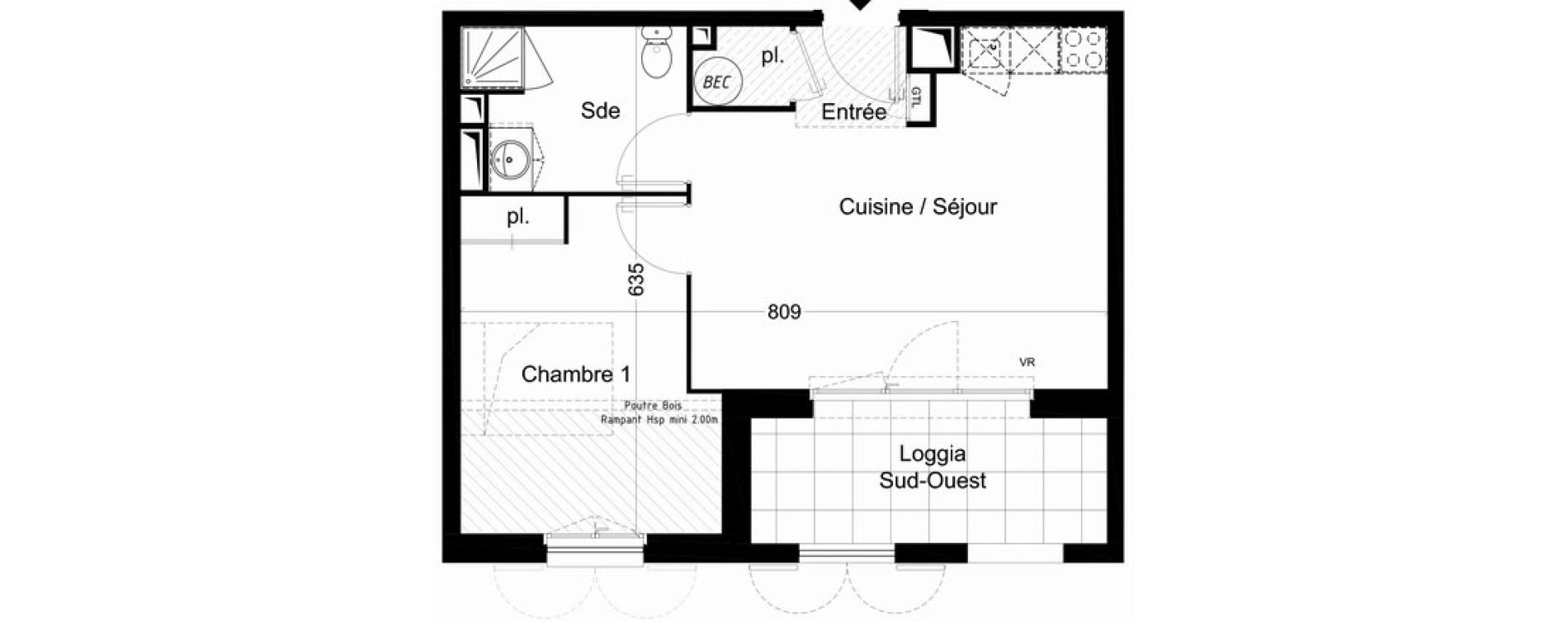 Appartement T2 de 40,91 m2 &agrave; Saint-Pierre-D'Ol&eacute;ron Centre