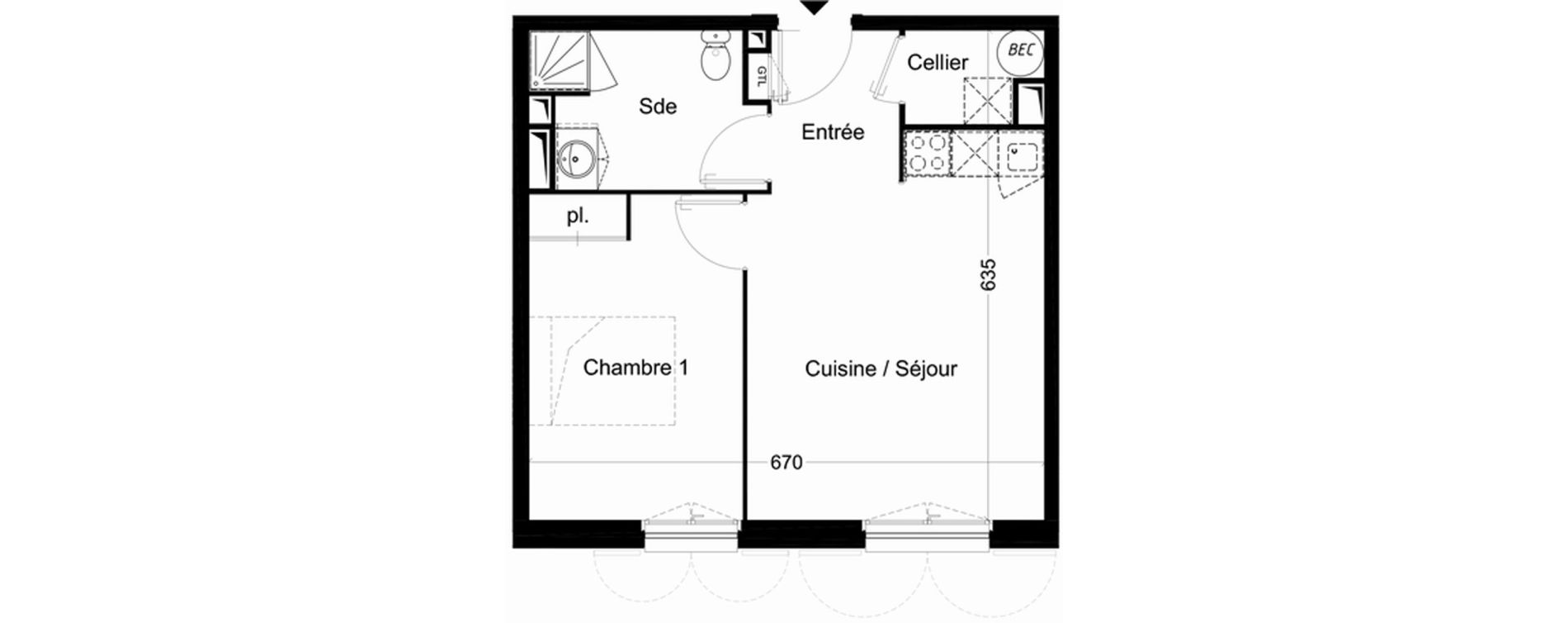 Appartement T2 de 40,75 m2 &agrave; Saint-Pierre-D'Ol&eacute;ron Centre