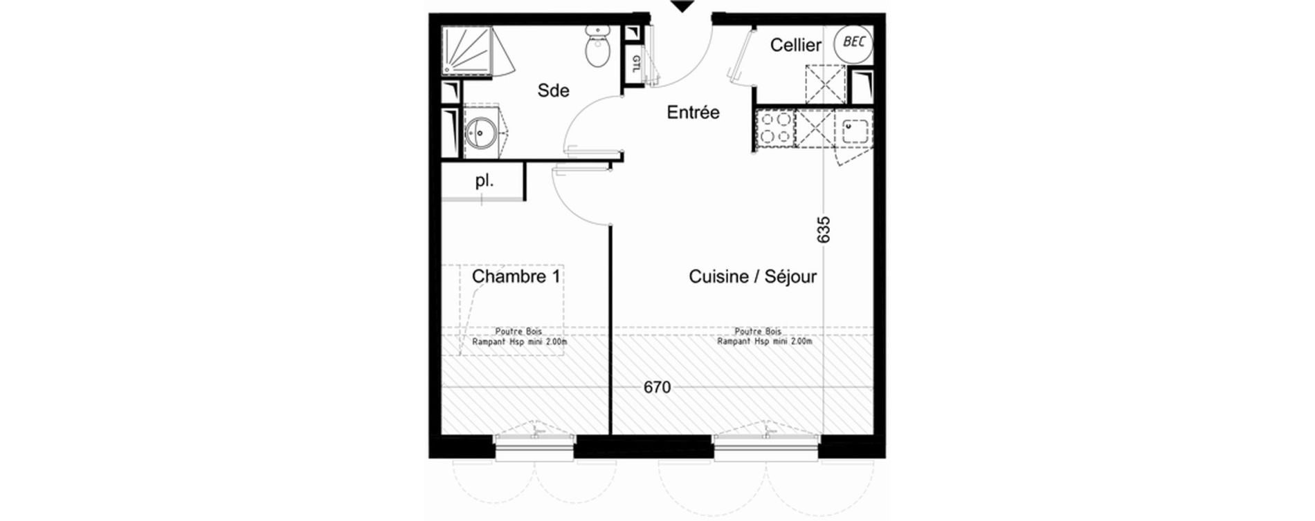 Appartement T2 de 40,76 m2 &agrave; Saint-Pierre-D'Ol&eacute;ron Centre