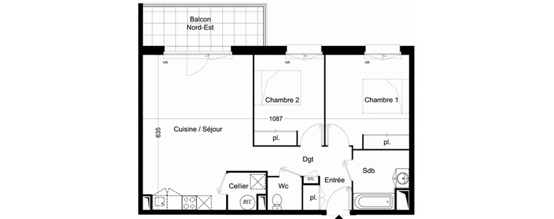 Appartement T3 de 66,30 m2 &agrave; Saint-Pierre-D'Ol&eacute;ron Centre