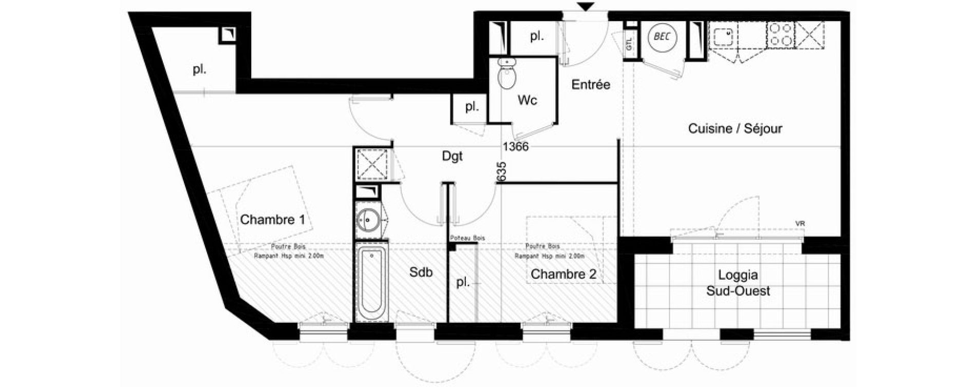 Appartement T3 de 65,97 m2 &agrave; Saint-Pierre-D'Ol&eacute;ron Centre