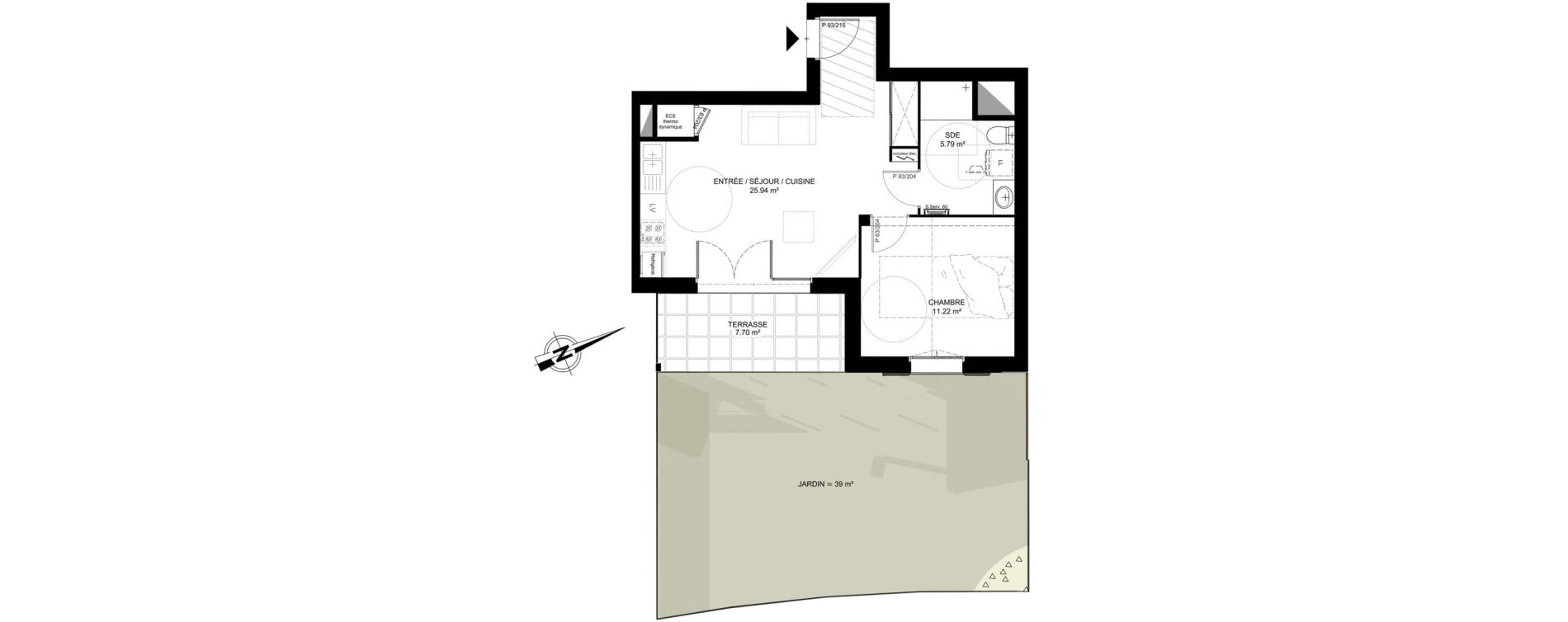 Appartement T2 de 42,95 m2 &agrave; Saint-Rogatien Centre
