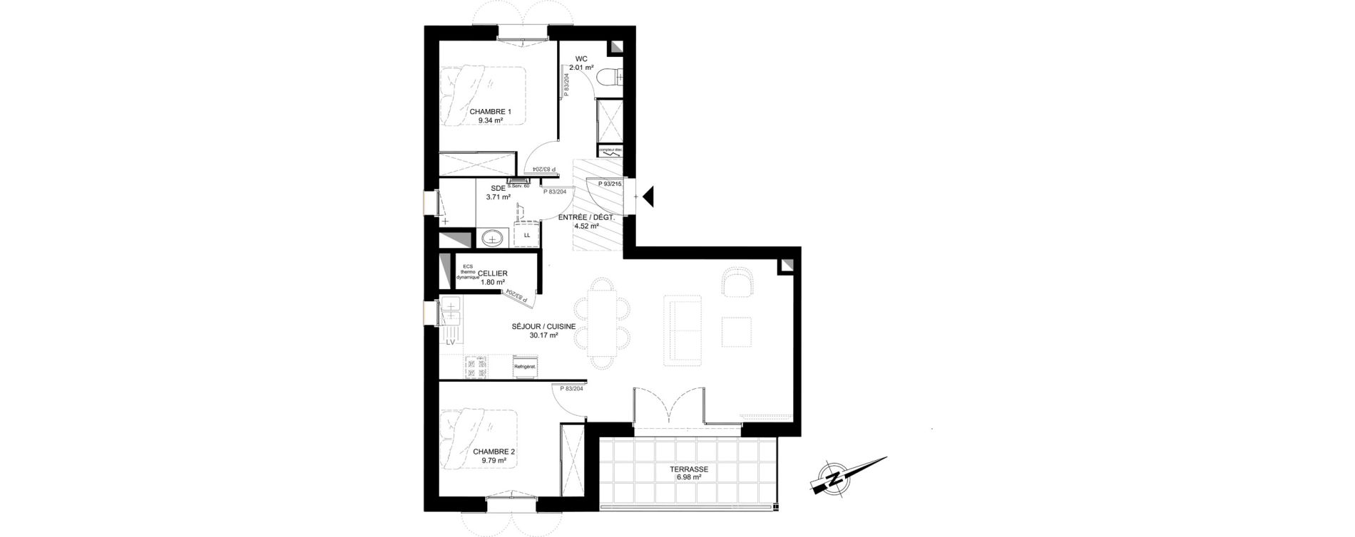 Appartement T3 de 61,34 m2 &agrave; Saint-Rogatien Centre