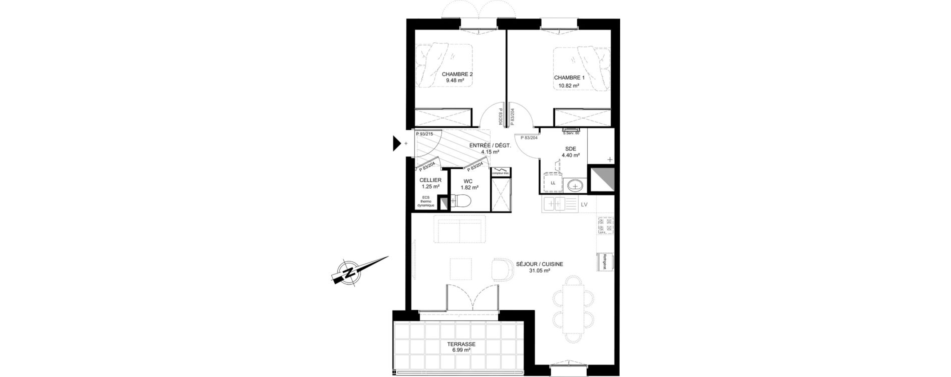 Appartement T3 de 62,97 m2 &agrave; Saint-Rogatien Centre