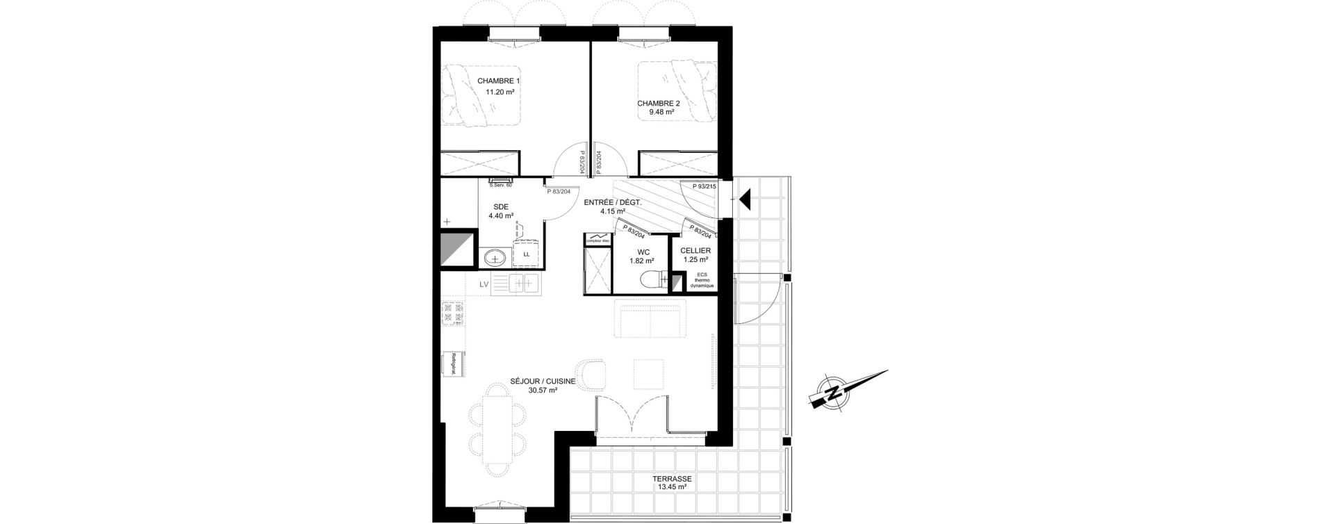 Appartement T3 de 62,87 m2 &agrave; Saint-Rogatien Centre
