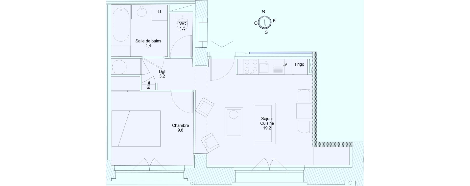 Appartement T2 de 38,10 m2 &agrave; Saintes Saint-pierre