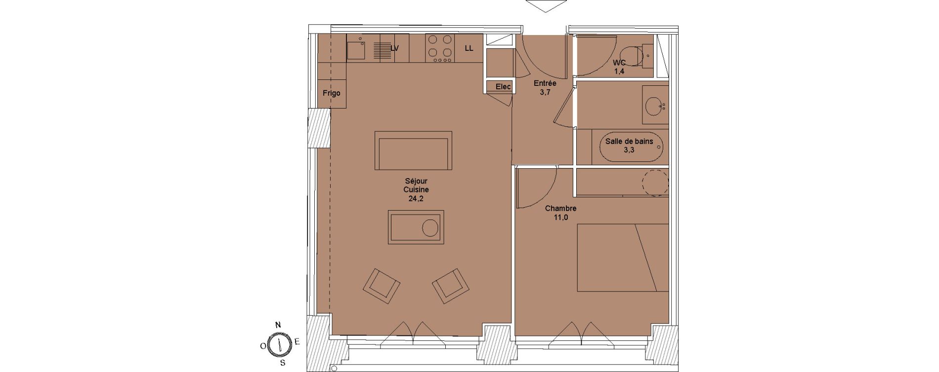 Appartement T2 de 43,30 m2 &agrave; Saintes Saint-pierre