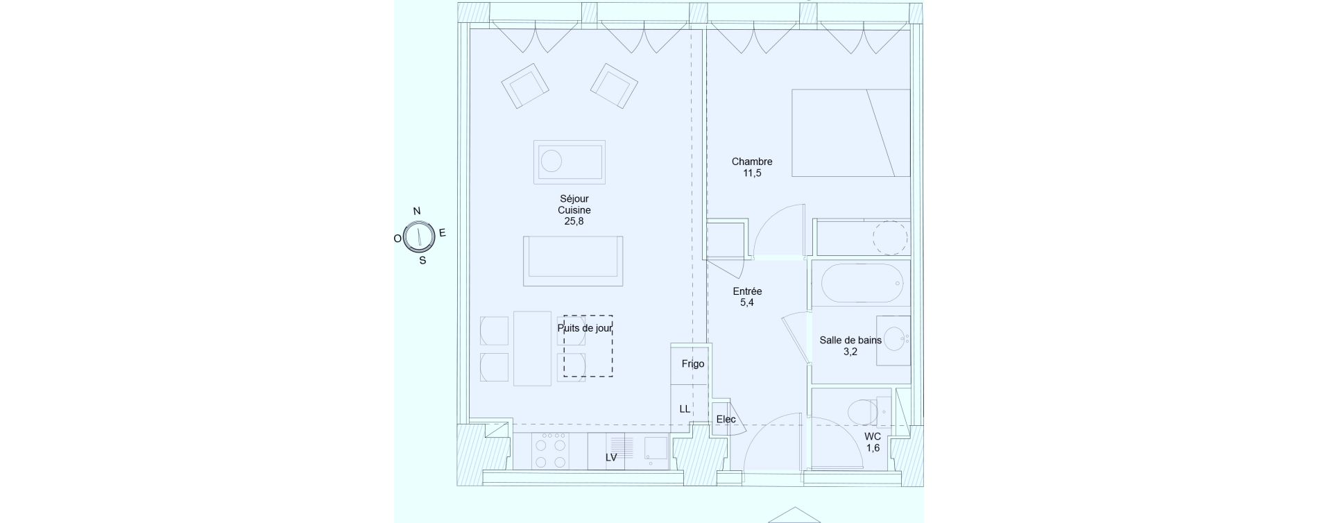 Appartement T2 de 47,50 m2 &agrave; Saintes Saint-pierre
