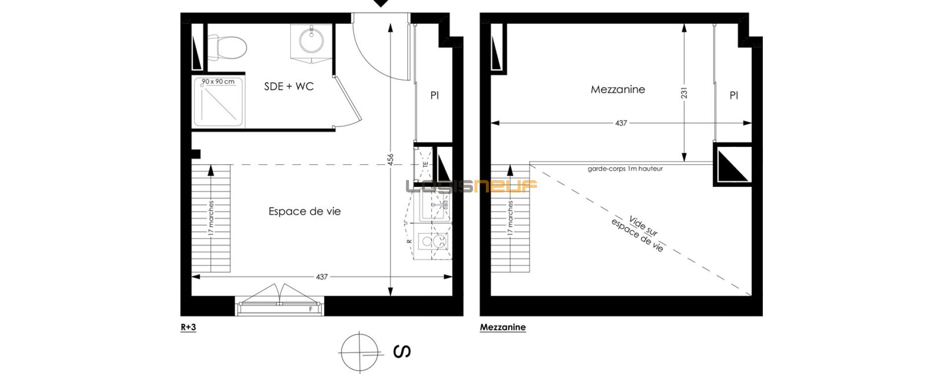 Appartement T1 bis de 27.27 m2 3ème étage O Les Studios du 9ème Art Bât B et C Angoulême ref 439