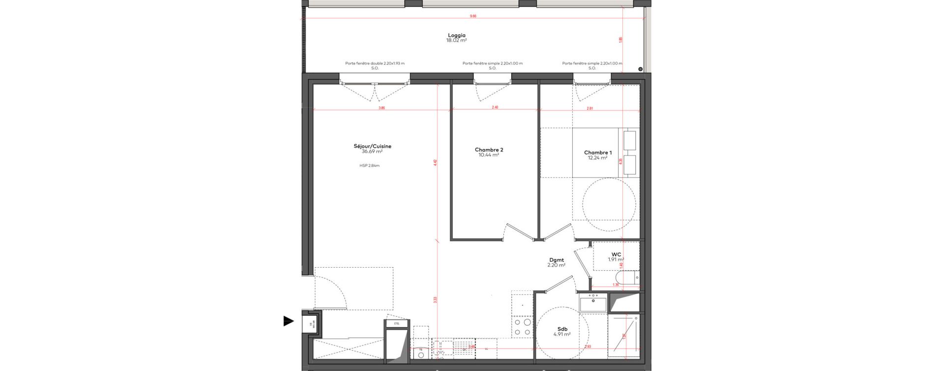 Appartement T3 de 68,38 m2 &agrave; Angoul&ecirc;me &icirc;lot du port