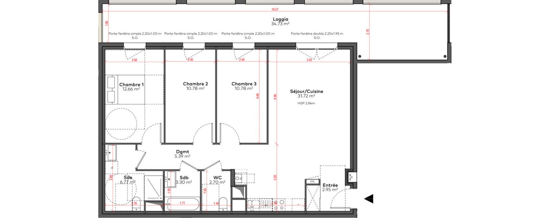 Appartement T4 de 87,06 m2 &agrave; Angoul&ecirc;me &icirc;lot du port