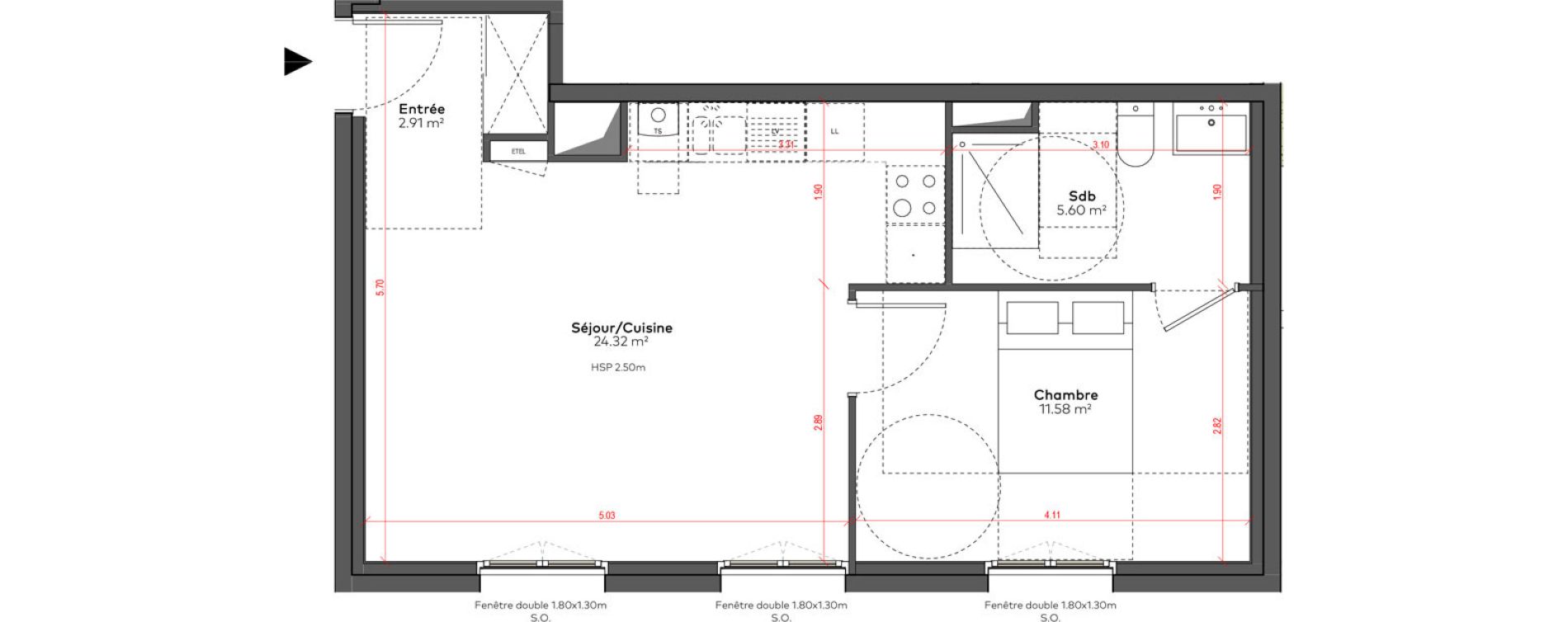 Appartement T2 de 44,40 m2 &agrave; Angoul&ecirc;me &icirc;lot du port