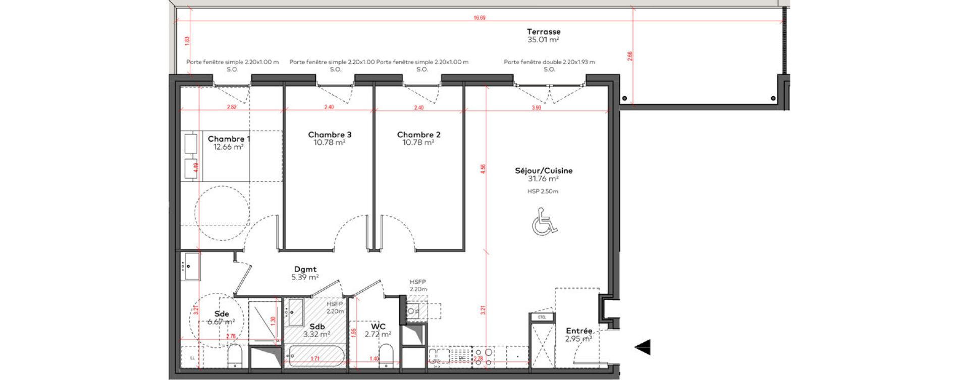 Appartement T4 de 87,02 m2 &agrave; Angoul&ecirc;me &icirc;lot du port