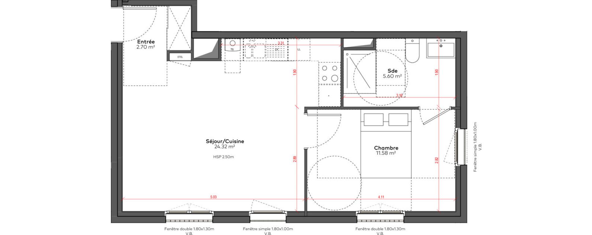 Appartement T2 de 44,19 m2 &agrave; Angoul&ecirc;me &icirc;lot du port