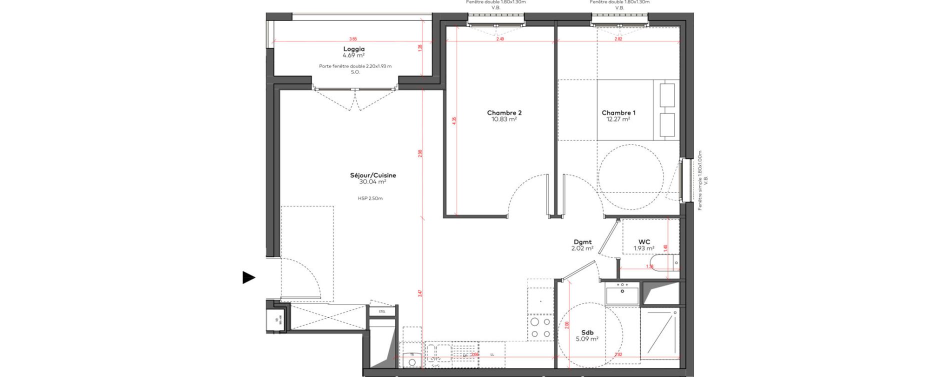 Appartement T3 de 62,19 m2 &agrave; Angoul&ecirc;me &icirc;lot du port