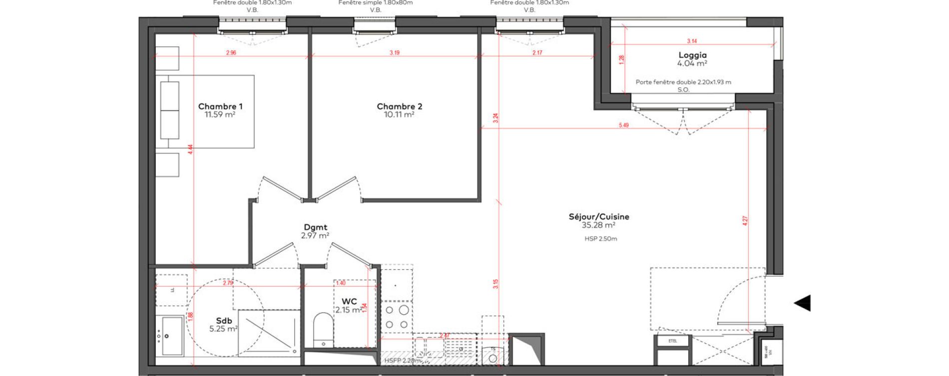 Appartement T3 de 67,36 m2 &agrave; Angoul&ecirc;me &icirc;lot du port