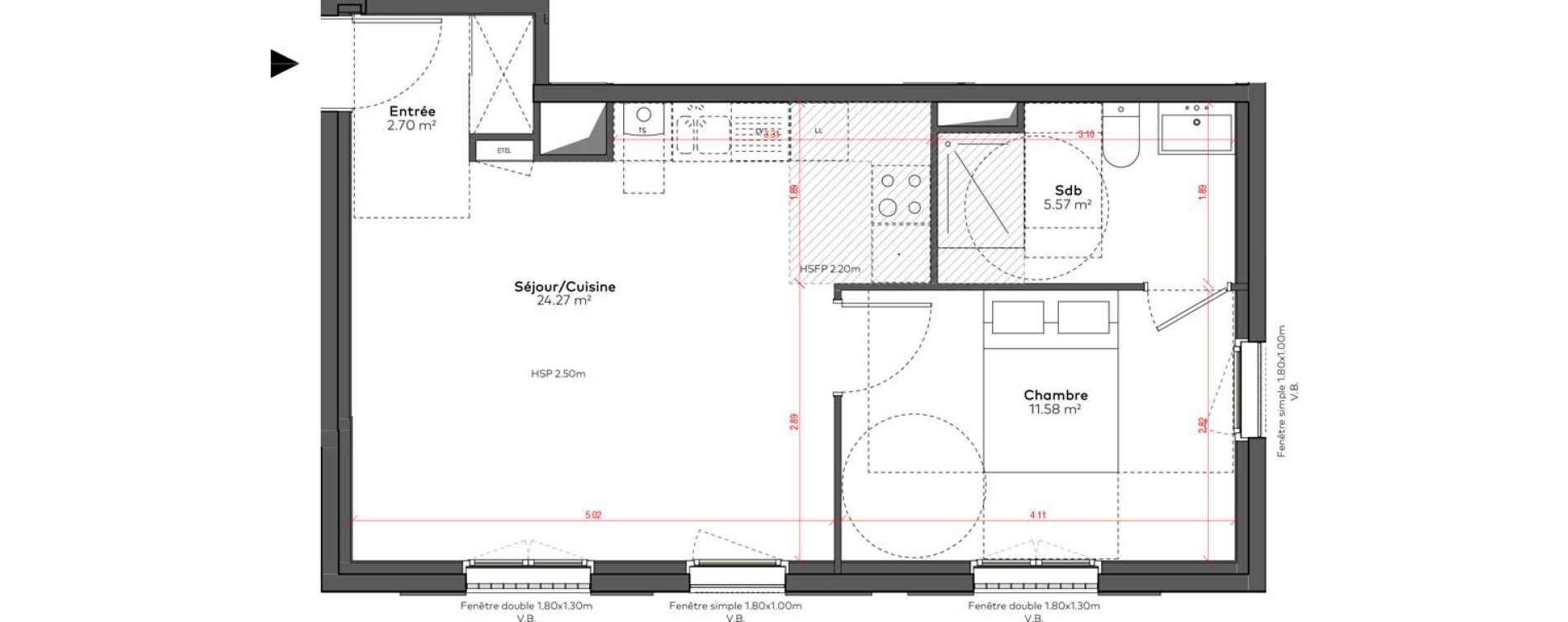 Appartement T2 de 44,12 m2 &agrave; Angoul&ecirc;me &icirc;lot du port