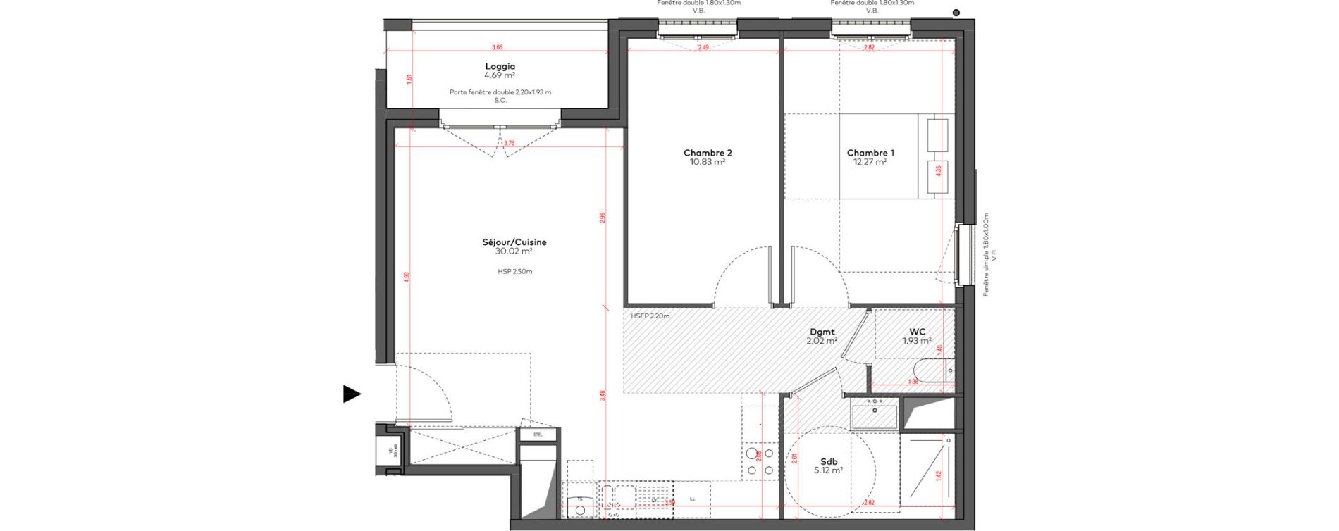 Appartement T3 de 62,19 m2 &agrave; Angoul&ecirc;me &icirc;lot du port