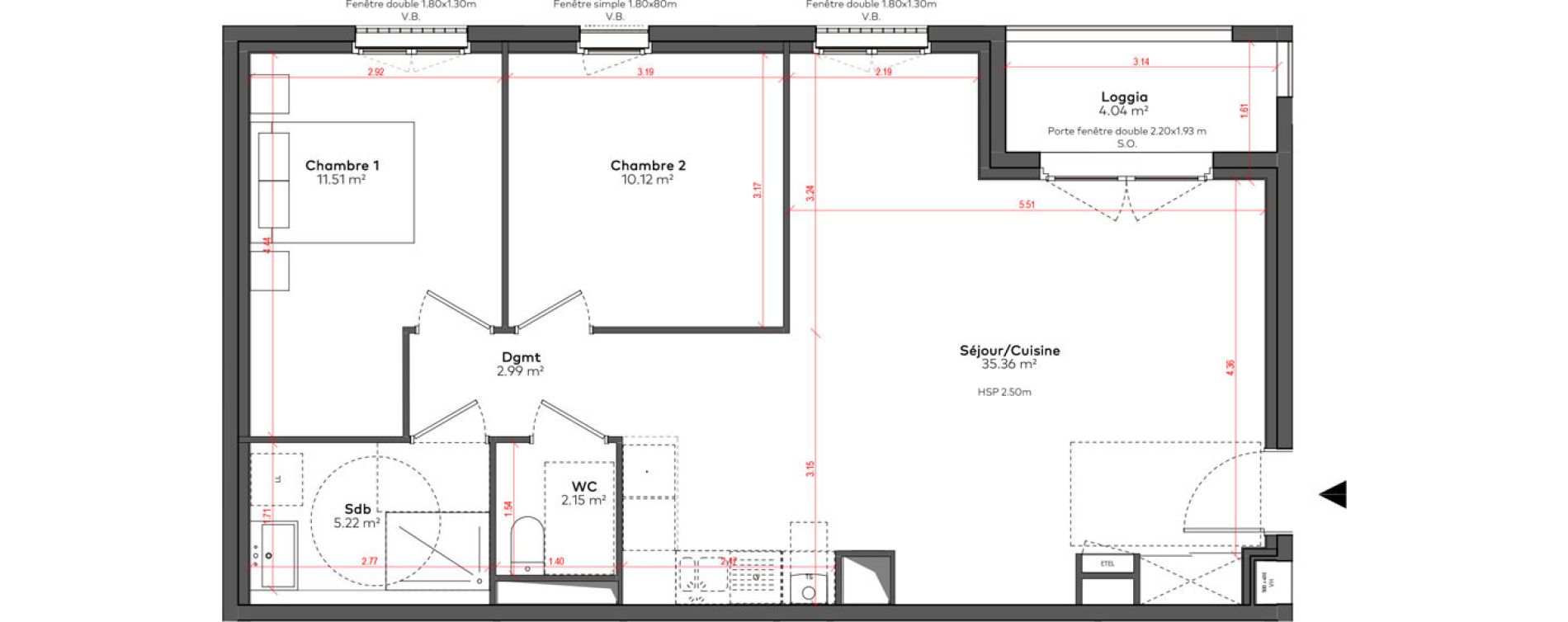 Appartement T3 de 67,35 m2 &agrave; Angoul&ecirc;me &icirc;lot du port