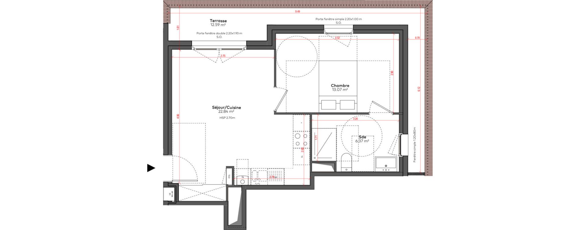 Appartement T2 de 42,28 m2 &agrave; Angoul&ecirc;me &icirc;lot du port