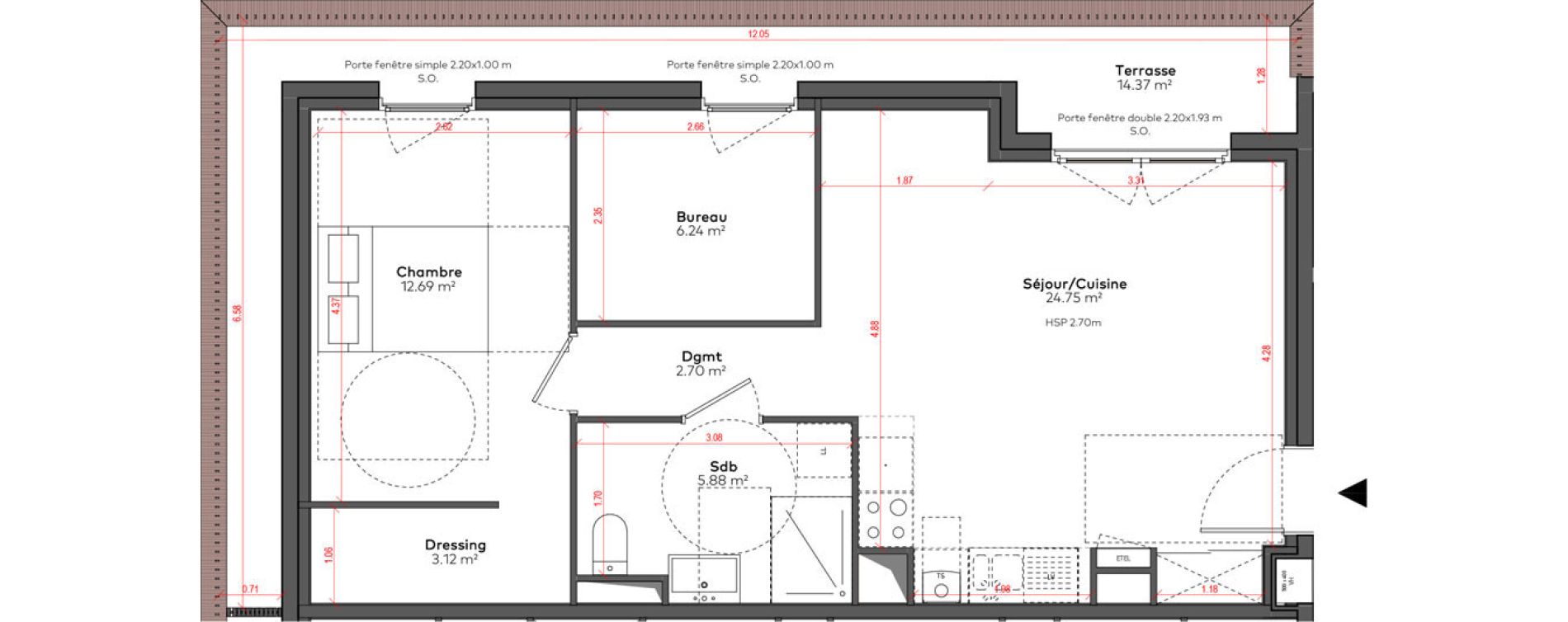 Appartement T2 de 55,36 m2 &agrave; Angoul&ecirc;me &icirc;lot du port