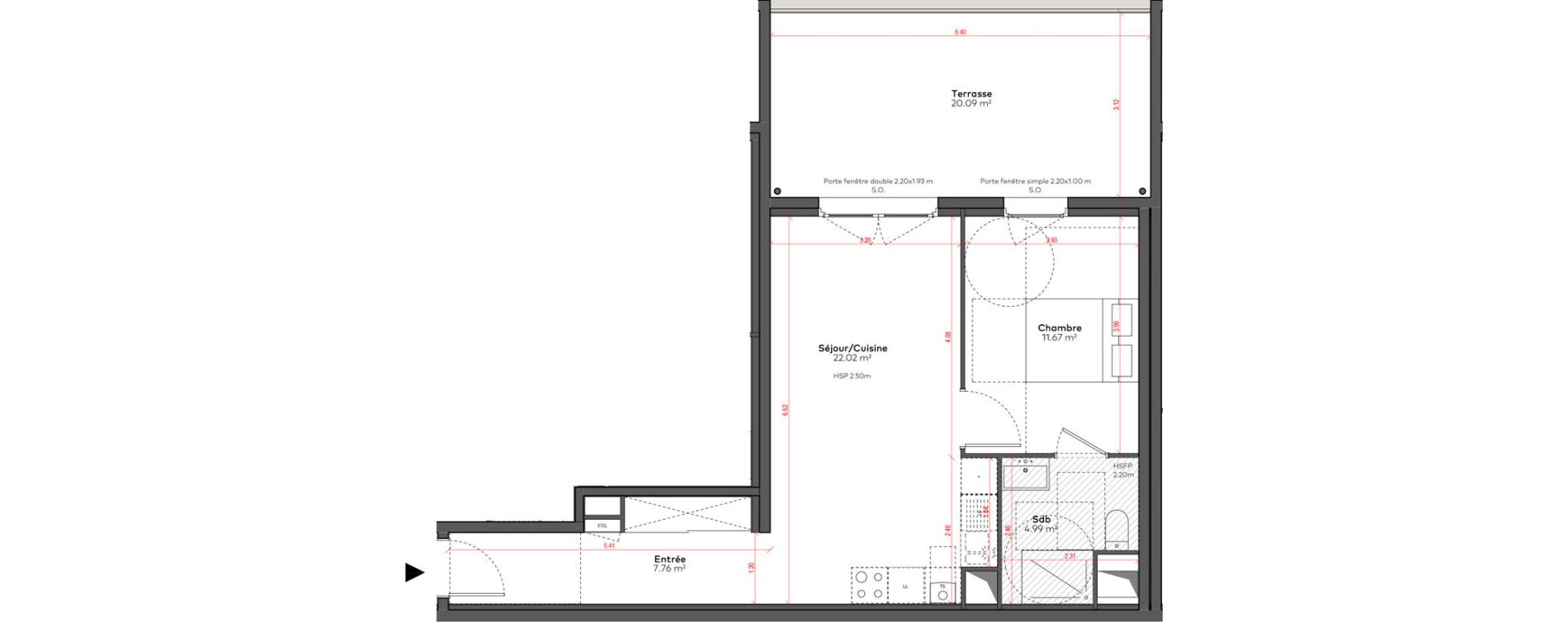 Appartement T2 de 46,43 m2 &agrave; Angoul&ecirc;me &icirc;lot du port