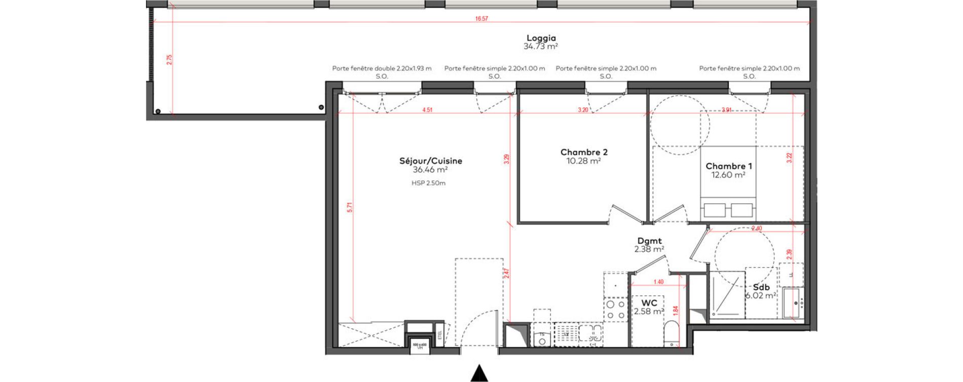 Appartement T3 de 70,33 m2 &agrave; Angoul&ecirc;me &icirc;lot du port