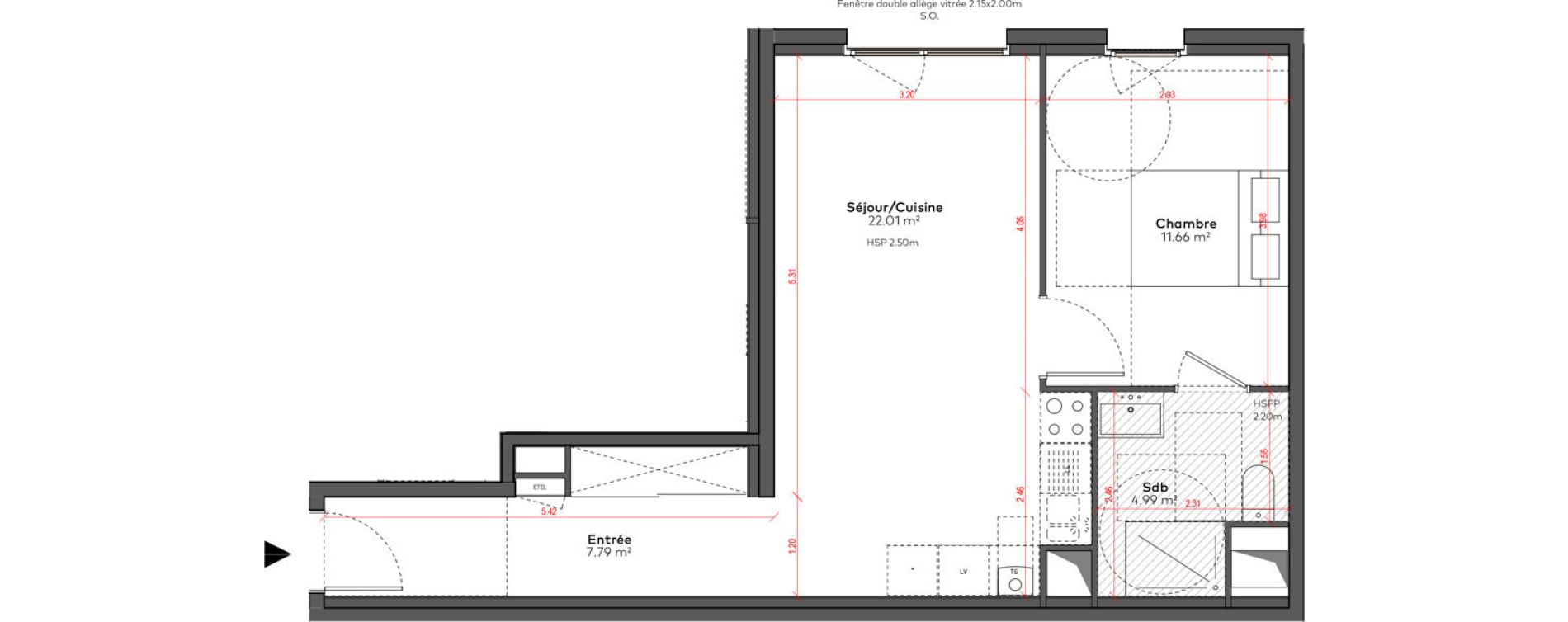 Appartement T2 de 46,45 m2 &agrave; Angoul&ecirc;me &icirc;lot du port