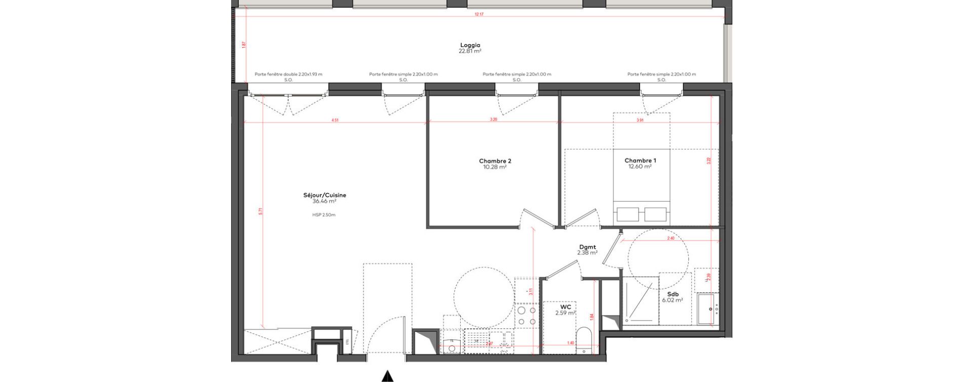 Appartement T3 de 70,33 m2 &agrave; Angoul&ecirc;me &icirc;lot du port