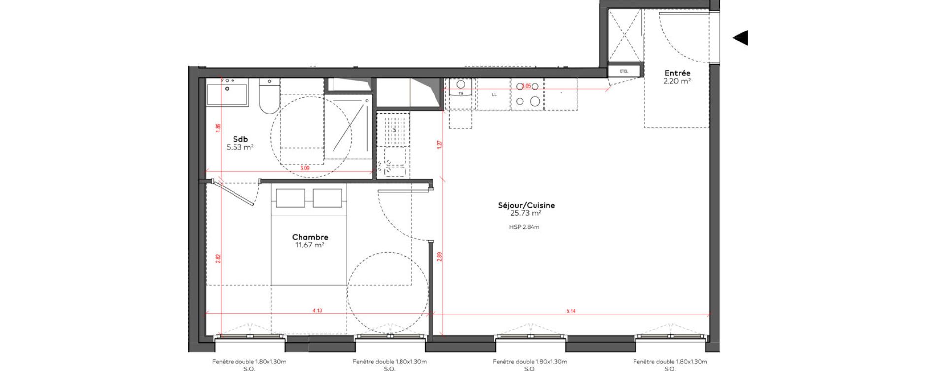 Appartement T2 de 45,13 m2 &agrave; Angoul&ecirc;me &icirc;lot du port