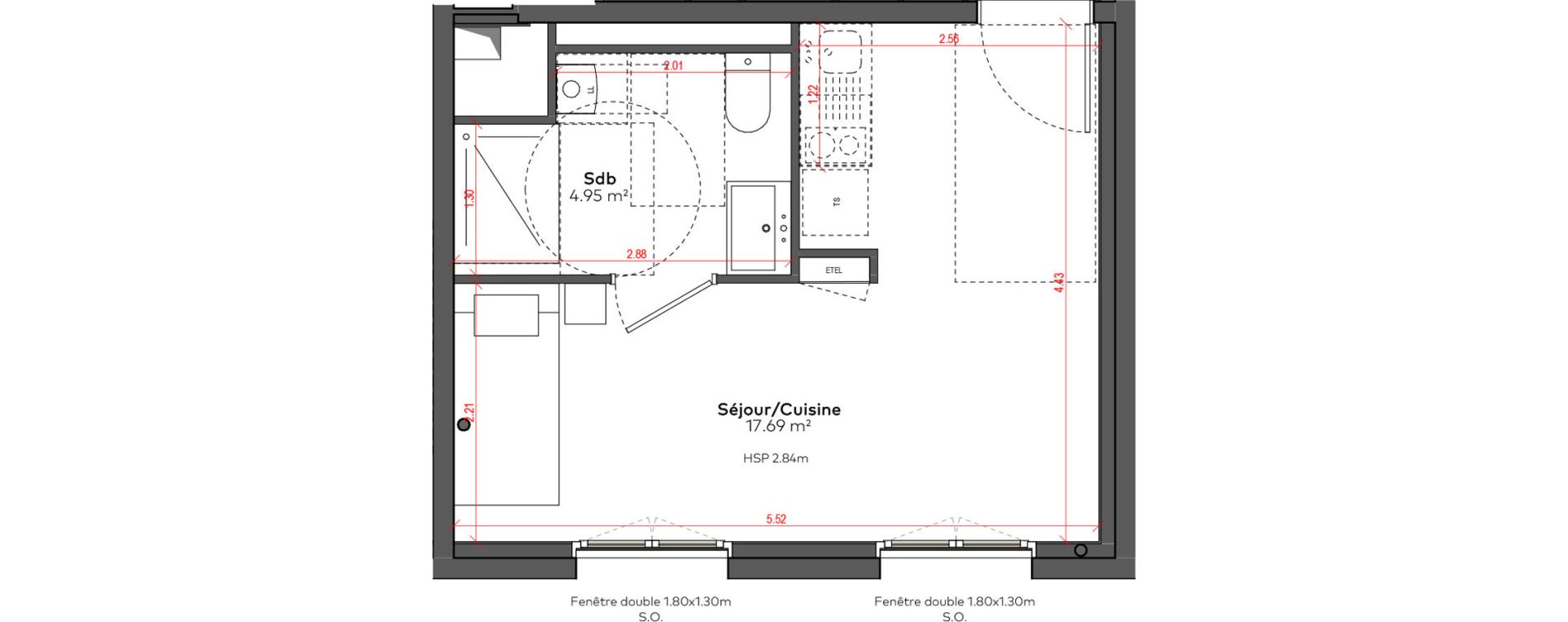 Appartement T1 de 22,64 m2 &agrave; Angoul&ecirc;me &icirc;lot du port